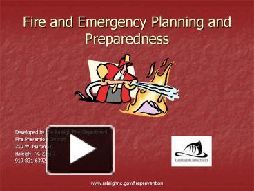 PPT – Fire And Emergency Planning And Preparedness PowerPoint ...