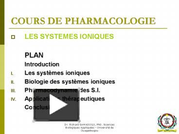 PPT – COURS DE PHARMACOLOGIE PowerPoint Presentation | Free To View ...