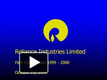 PPT – Reliance Industries Limited PowerPoint Presentation | Free To ...