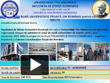 PPT – UNIVERSITATEA TITU MAIORESCU PowerPoint Presentation | Free To ...