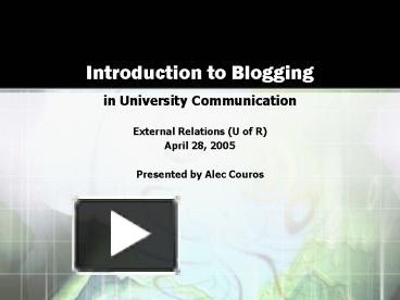 PPT – Introduction To Blogging PowerPoint Presentation | Free To ...