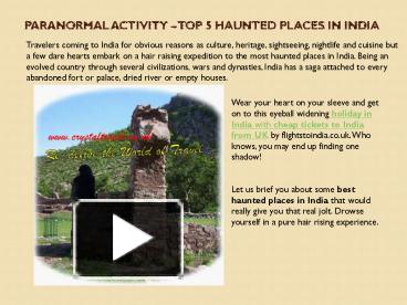 Ppt Paranormal Activity Top Haunted Places In India Powerpoint