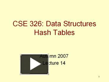 PPT – CSE 326: Data Structures Hash Tables PowerPoint Presentation ...