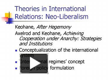 PPT – Theories In International Relations: Neo-Liberalism PowerPoint ...