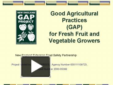 PPT Good Agricultural Practices GAP For Fresh Fruit And Vegetable