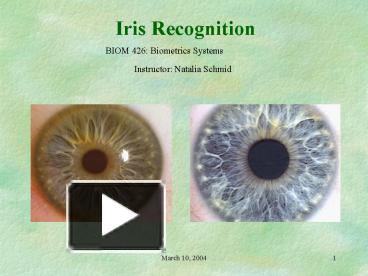 PPT – Iris Recognition PowerPoint Presentation | Free To View - Id ...