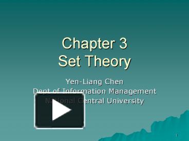 PPT – Chapter 3 Set Theory PowerPoint Presentation | Free To Download ...