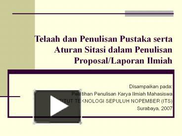 PPT – Telaah Dan Penulisan Pustaka Serta Aturan Sitasi Dalam Penulisan ...