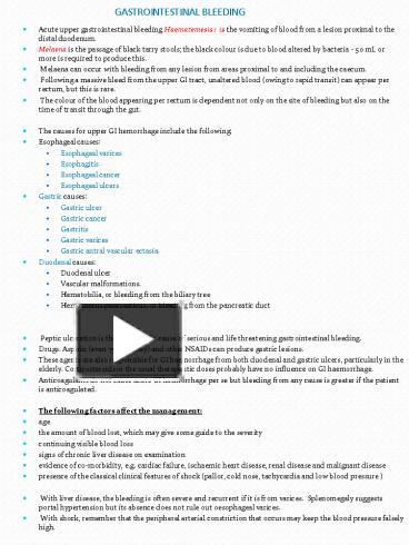 Ppt Acute Upper Gastrointestinal Bleeding Haematemesis Is The