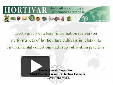 PPT – Horticultural Crops Group PowerPoint Presentation | Free To View ...