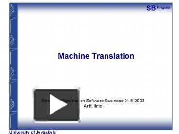 PPT Machine Translation PowerPoint Presentation Free To View Id