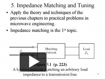 PPT – 5. Impedance Matching And Tuning PowerPoint Presentation | Free ...