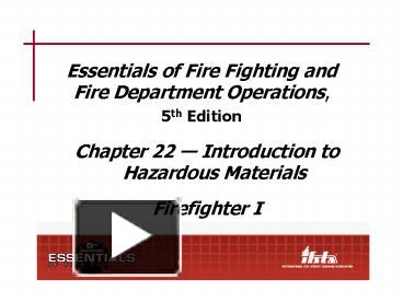 PPT – Essentials Of Fire Fighting And Fire Department Operations ...