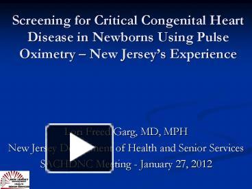 PPT – Screening For Critical Congenital Heart Disease In Newborns Using ...