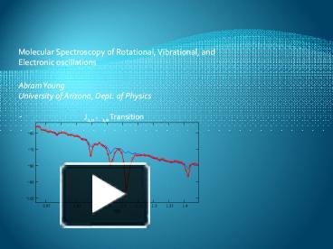 PPT – Molecular Spectroscopy Of Rotational, Vibrational, And Electronic ...