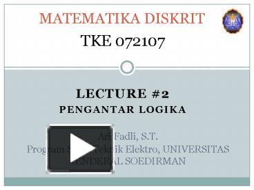 PPT – Pengantar Logika PowerPoint Presentation | Free To Download - Id ...