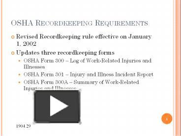 PPT – OSHA Recordkeeping Requirements PowerPoint Presentation | Free To ...