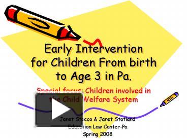 PPT – Early Intervention For Children From Birth To Age 3 In Pa ...