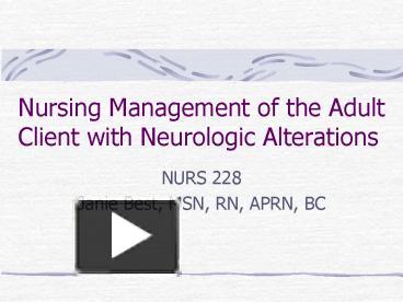 PPT Nursing Management Of The Adult Client With Neurologic