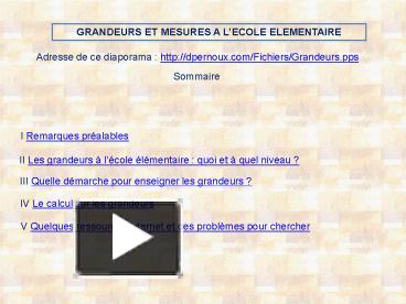 PPT – Grandeurs Et Mesures PowerPoint Presentation | Free To Download ...