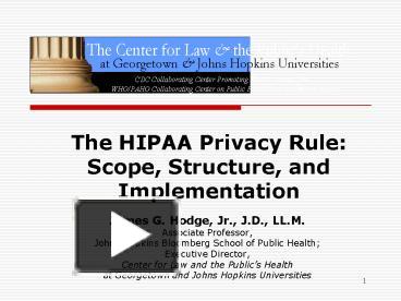 PPT – The HIPAA Privacy Rule: Scope, Structure, And Implementation ...