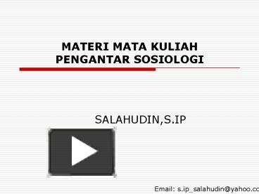 PPT – MATERI MATA KULIAH PENGANTAR SOSIOLOGI PowerPoint Presentation ...