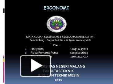 PPT – ERGONOMI PowerPoint Presentation | Free To Download - Id: 4b3346 ...