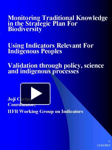 PPT – Monitoring Traditional Knowledge In The Strategic Plan For ...