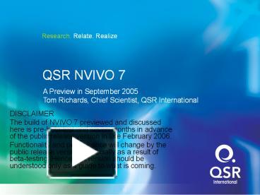 PPT – QSR NVIVO 7 PowerPoint Presentation | Free To Download - Id ...