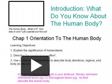 PPT – Introduction: What Do You Know About The Human Body? PowerPoint ...