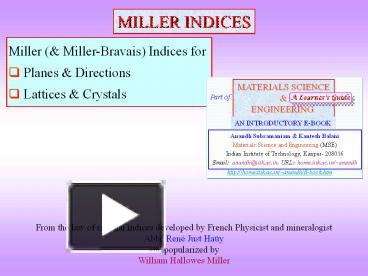 PPT – MILLER INDICES PowerPoint Presentation | Free To Download - Id ...