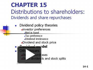 PPT – CHAPTER 15 Distributions To Shareholders: Dividends And Share ...