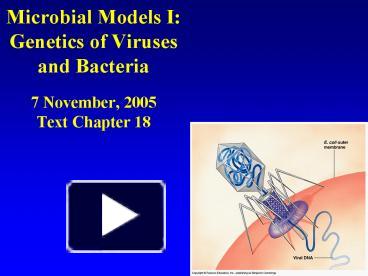 PPT Microbial Models I Genetics Of Viruses And Bacteria 7 November