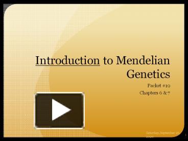 PPT – Introduction To Mendelian Genetics PowerPoint Presentation | Free ...