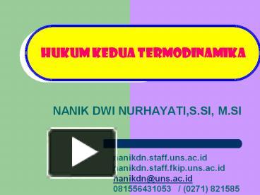 PPT – HUKUM KEDUA TERMODINAMIKA PowerPoint Presentation | Free To ...