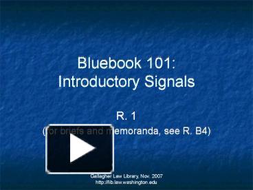 PPT – Bluebook 101: Introductory Signals PowerPoint Presentation | Free ...