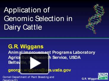 PPT Application Of Genomic Selection In Dairy Cattle PowerPoint