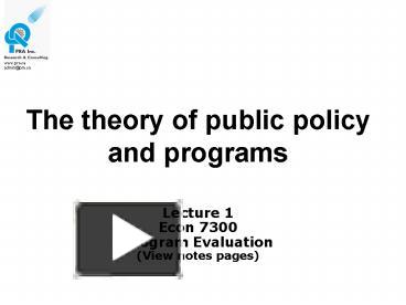 PPT – The Theory Of Public Policy And Programs PowerPoint Presentation ...