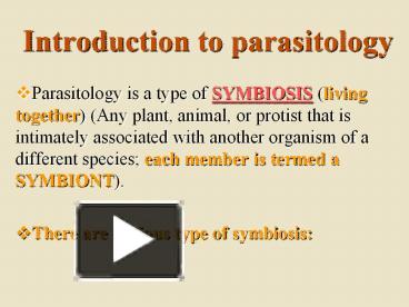 Ppt Introduction To Parasitology Powerpoint Presentation Free To Download Id C A Ymyzn