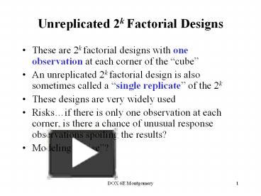 PPT – Unreplicated 2k Factorial Designs PowerPoint Presentation | Free ...