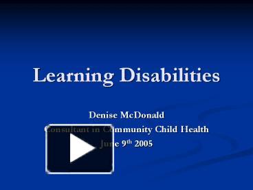 Ppt – Learning Disabilities Powerpoint Presentation 