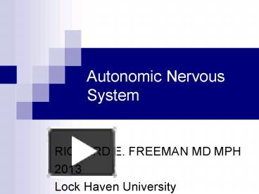 anatomy and physiology of autonomic nervous system ppt