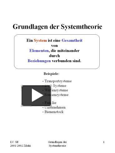 Ppt Grundlagen Der Systemtheorie Powerpoint Presentation Free To