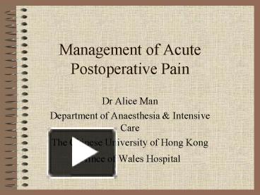 PPT – Management Of Acute Postoperative Pain PowerPoint Presentation ...