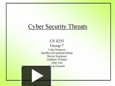 PPT – Cyber Security Threats PowerPoint Presentation | Free To View ...