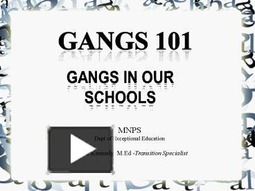 PPT – Gang Organization PowerPoint Presentation | Free To View - Id ...