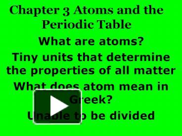 Ppt Chapter Atoms And The Periodic Table Powerpoint Presentation