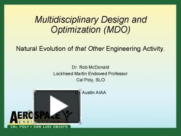 PPT – Multidisciplinary Design And Optimization (MDO) Natural Evolution ...