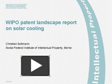 PPT – WIPO Patent Landscape Report On Solar Cooling PowerPoint ...