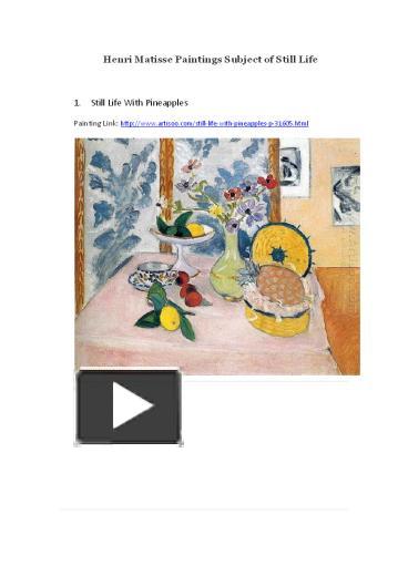 Ppt Henri Matisse Paintings Subject Of Still Life Artisoo Powerpoint Presentation Free To